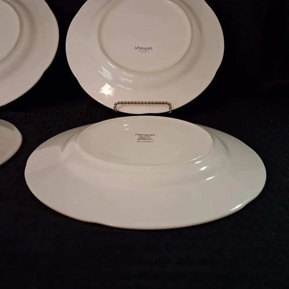 Set Of 4 Dinner Plates Pfaltzgraff Winterberry 10.25” Holly Berry Christmas